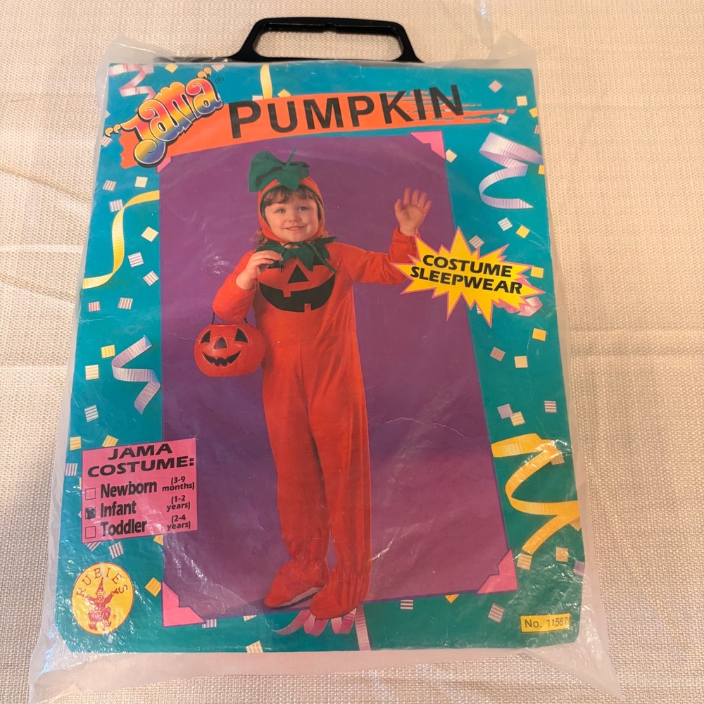 Vintage JAMA Infant 1/2yrys Pumpkin Costume Sleepwear Jumpsuit